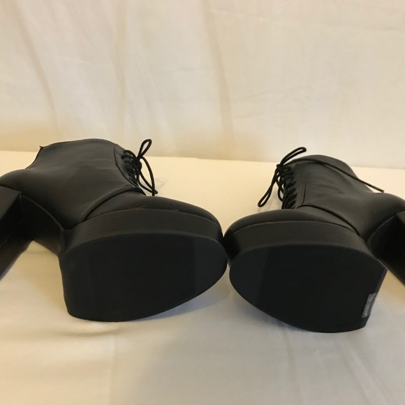 Dividend H&M Black Leather Combat Boots Size 9.5 - Picture 6 of 8